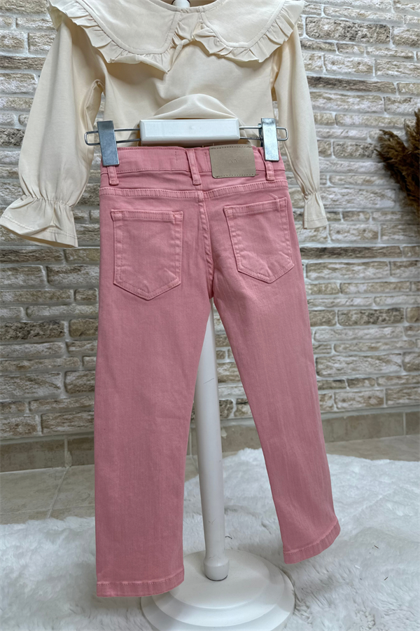 Kız Çocuk Pembe Jean Pantolon