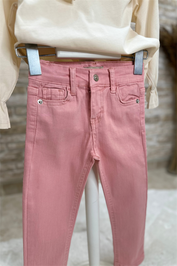 Kız Çocuk Pembe Jean Pantolon