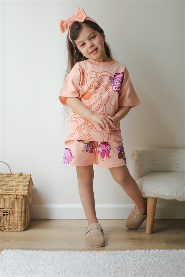 Kız Çocuk Pembe Pawpatrol Şortlu Takım 