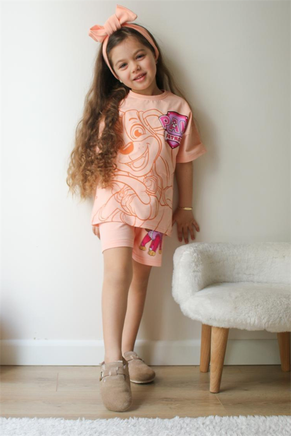 Kız Çocuk Pembe Pawpatrol Şortlu Takım 