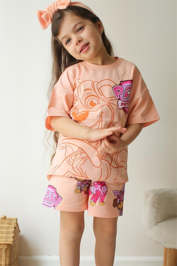 Kız Çocuk Pembe Pawpatrol Şortlu Takım 