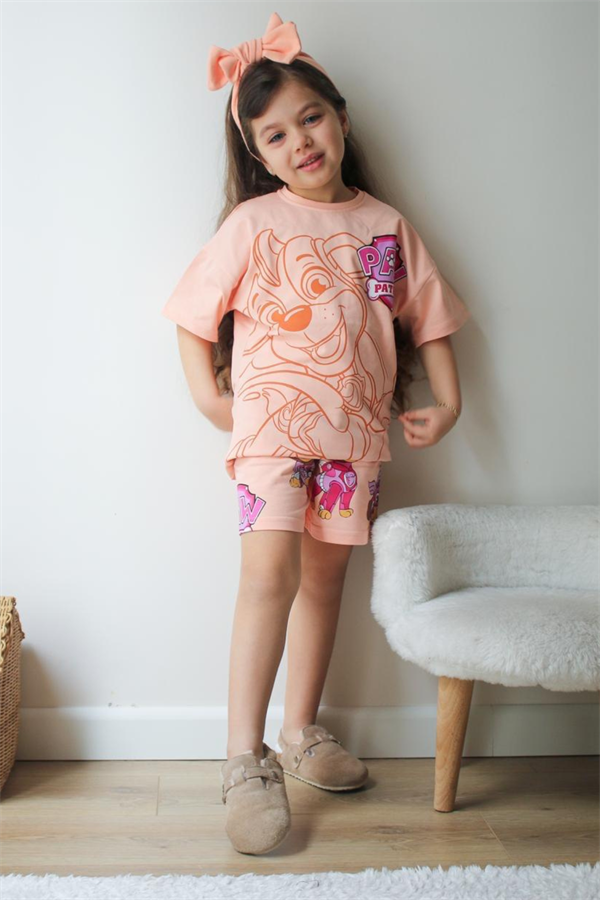 Kız Çocuk Pembe Pawpatrol Şortlu Takım 