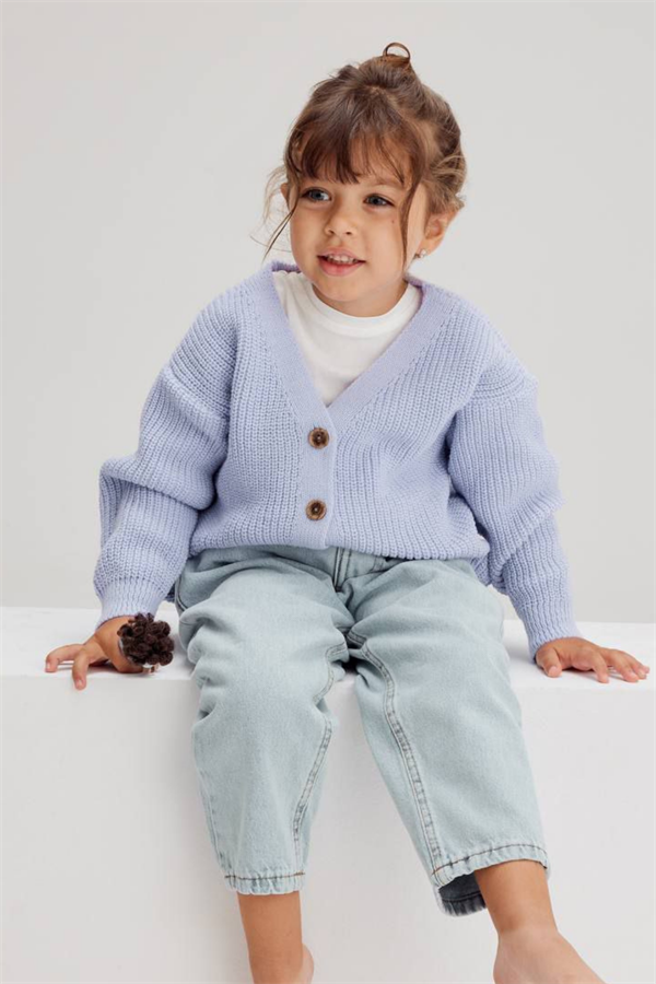 Kız Çocuk Lila Triko Hırka