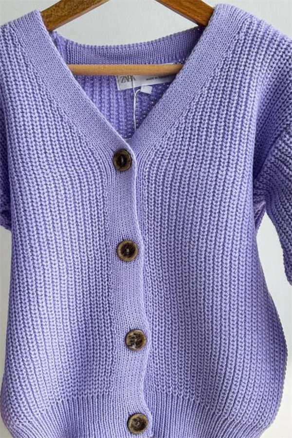 Kız Çocuk Lila Triko Hırka