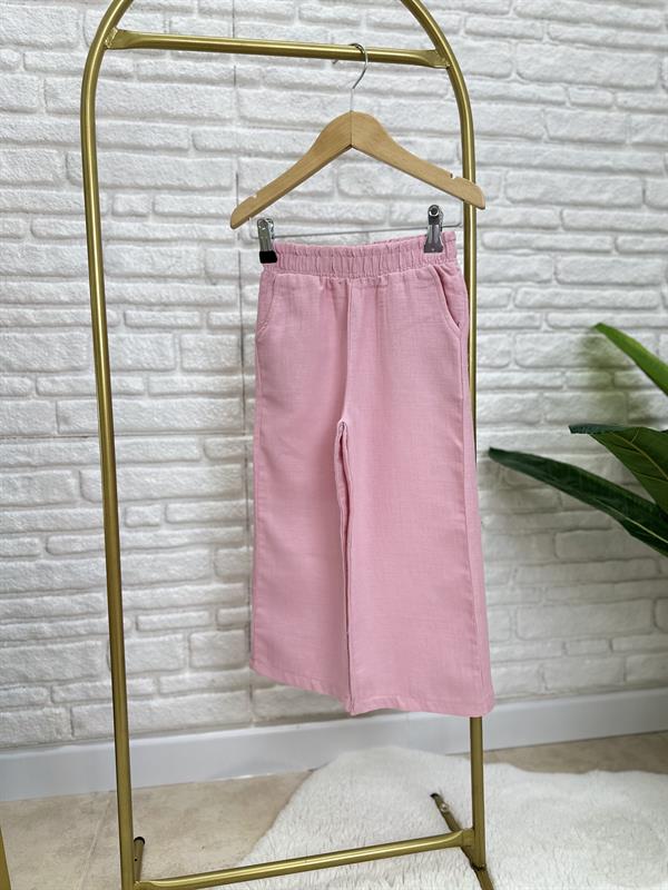 Kız Çocuk Pembe Tunikli Müslin Takım