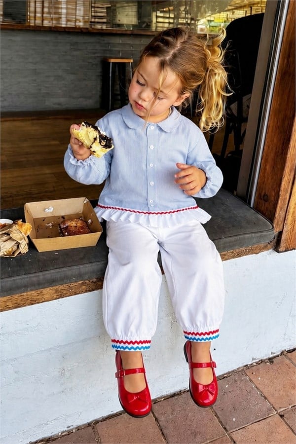 Kız Çocuk Pinterest Model Gabardin Mavi Takım