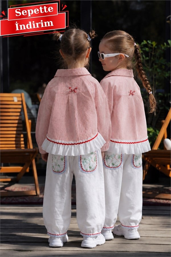 Kız Çocuk Pinterest Model Gabardin Pembe Takım