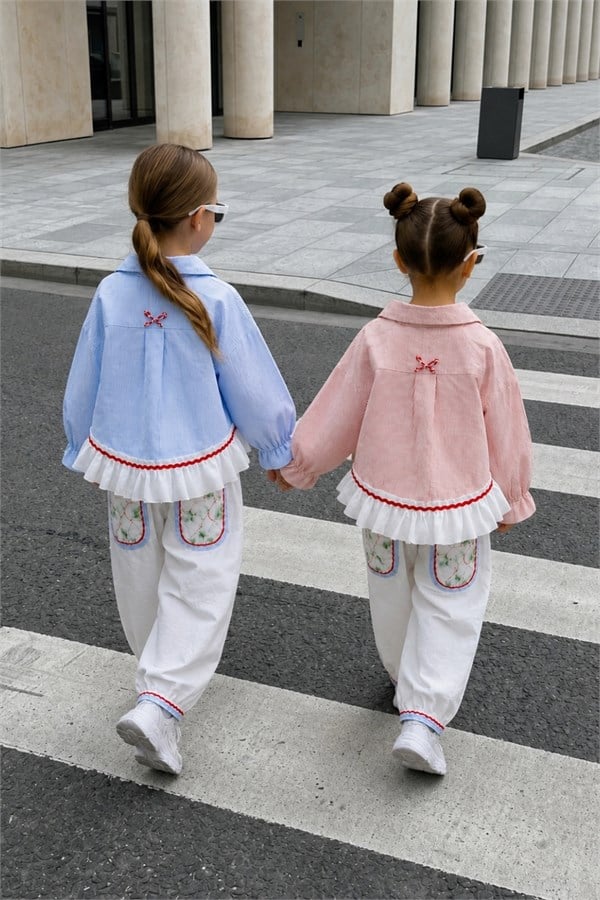 Kız Çocuk Pinterest Model Gabardin Pembe Takım