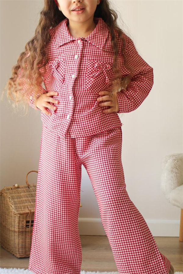 Kız Çocuk Pötikareli Kırmızı Takım