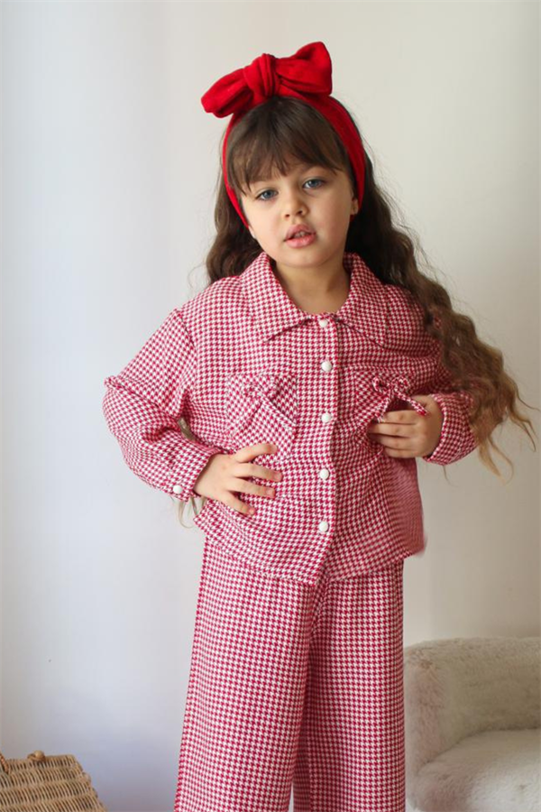 Kız Çocuk Pötikareli Kırmızı Takım