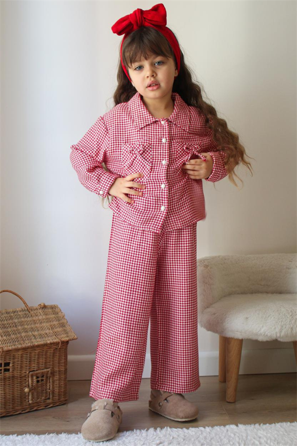 Kız Çocuk Pötikareli Kırmızı Takım