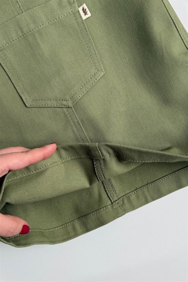 Kız Çocuk Premium Jile Haki Denim Elbise