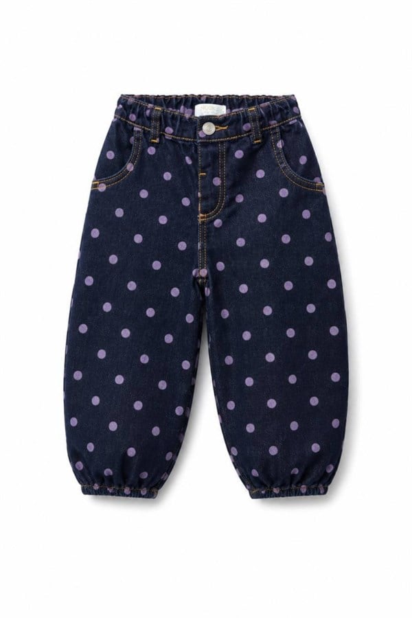 Kız Çocuk Puantiyeli Baloon Jean Pantolon
