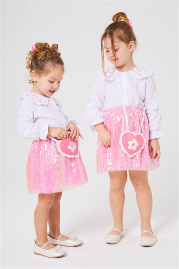 Kız Çocuk Pul Etekli & Çantalı Takım