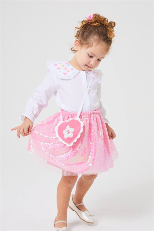 Kız Çocuk Pul Etekli & Çantalı Takım