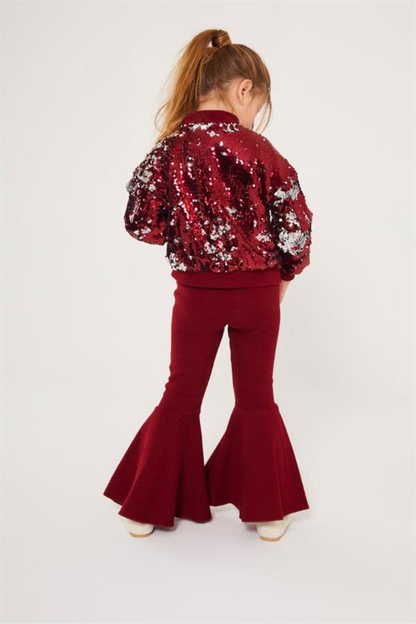Kız Çocuk Pul Payetli Bordo Tayt Takım