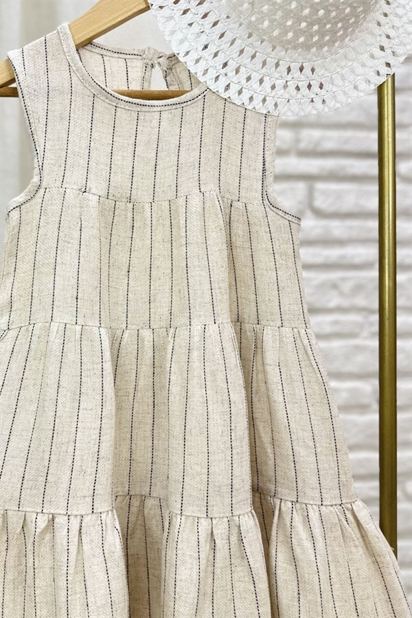 Kız Çocuk Şapka Dahil Çizgili Elbise