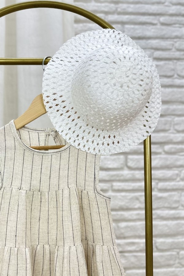 Kız Çocuk Şapka Dahil Çizgili Elbise