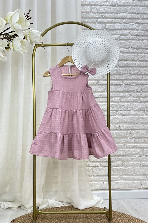 Kız Çocuk Şapka Dahil Gül Kurusu Elbise