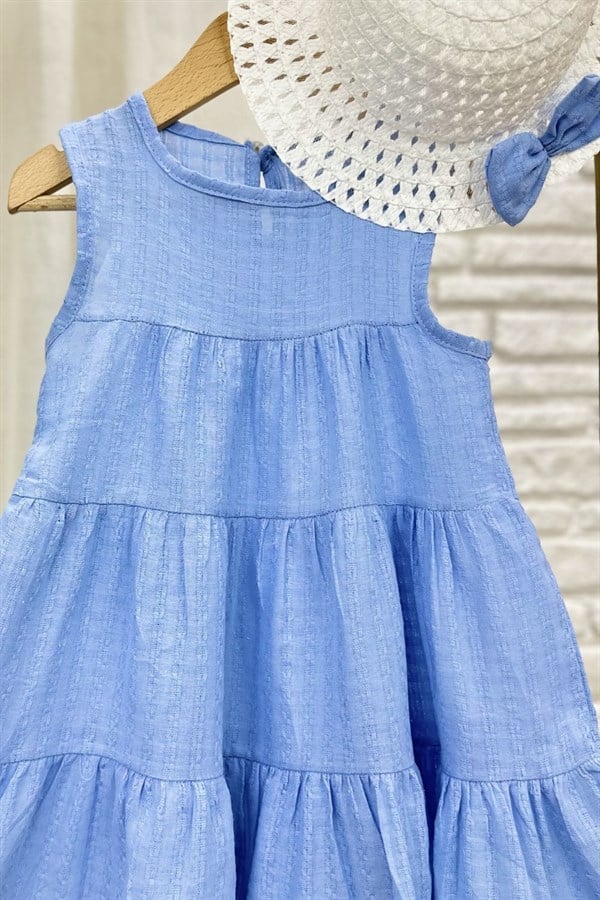 Kız Çocuk Şapka Dahil Mavi Elbise