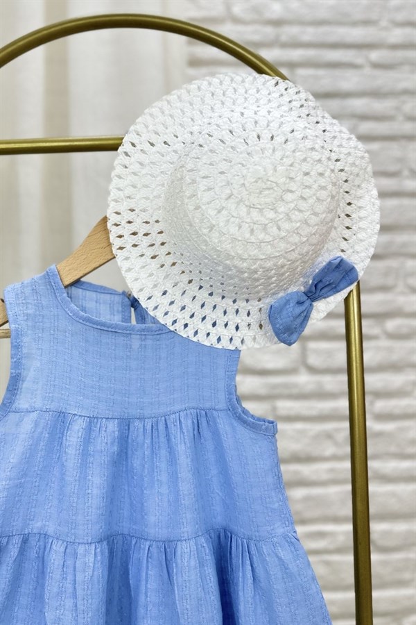 Kız Çocuk Şapka Dahil Mavi Elbise