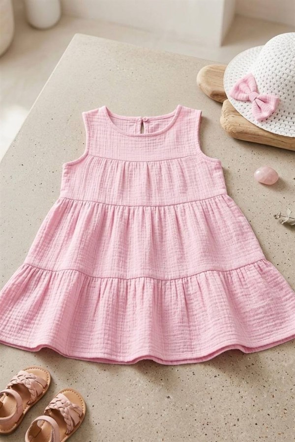 Kız Çocuk Şapka Dahil Pembe Elbise