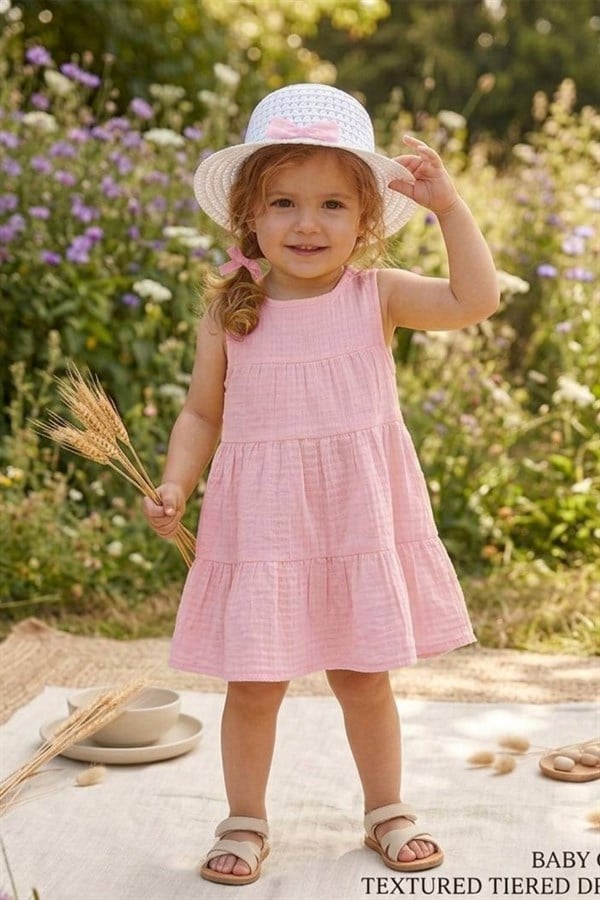 Kız Çocuk Şapka Dahil Pembe Elbise