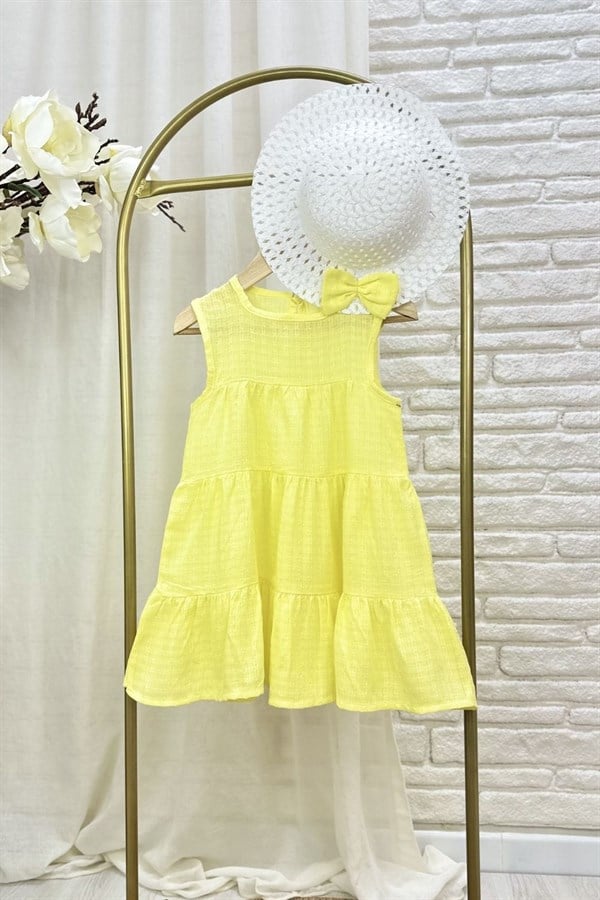 Kız Çocuk Şapka Dahil Sarı Elbise