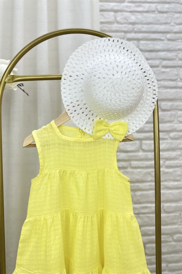 Kız Çocuk Şapka Dahil Sarı Elbise