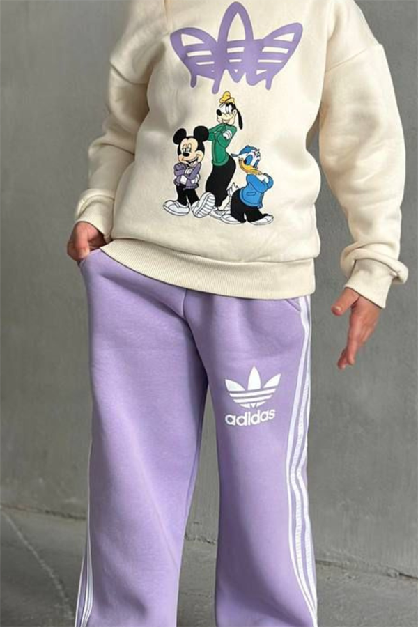 Kız Çocuk Şardonlu Ekru Lila Adids Takım