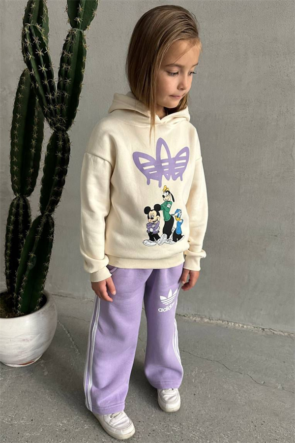 Kız Çocuk Şardonlu Ekru Lila Adids Takım