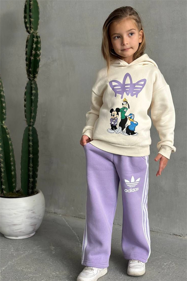 Kız Çocuk Şardonlu Ekru Lila Adids Takım
