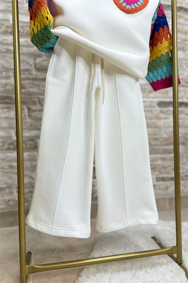 Kız Çocuk Şardonlu Kolu Örme Takım