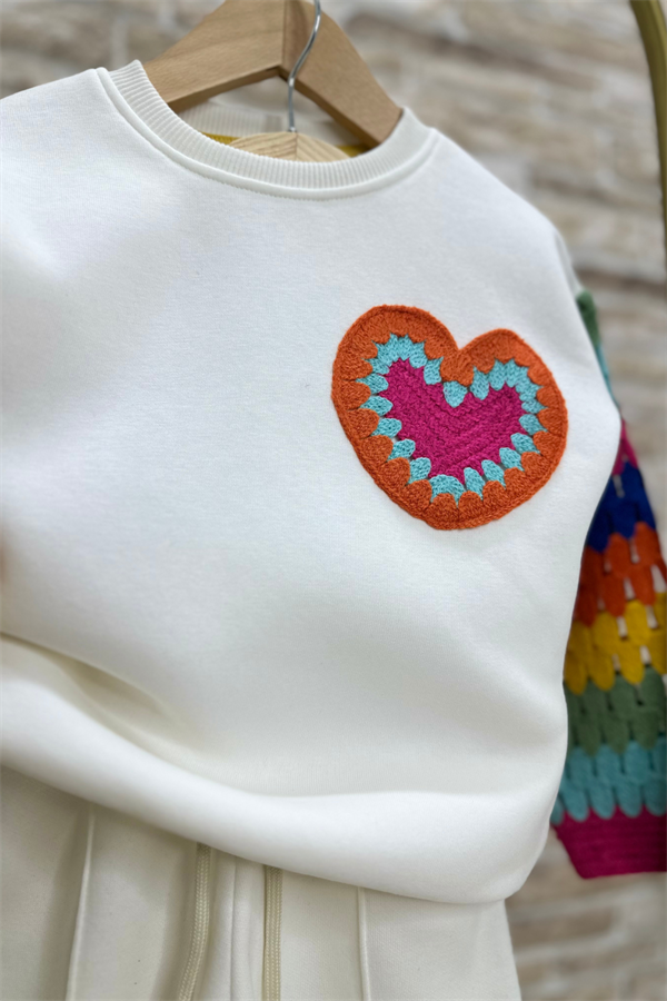 Kız Çocuk Şardonlu Kolu Örme Takım