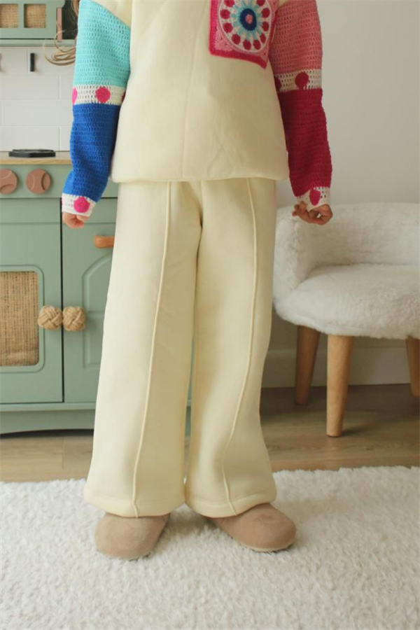 Kız Çocuk Şardonlu Örme Detaylı Bol Paça Renkli Takım