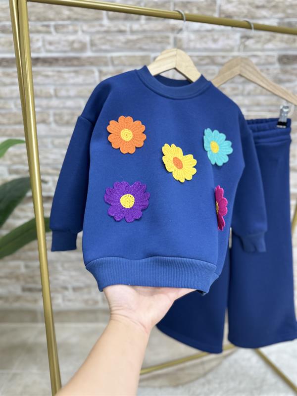 Kız Çocuk Şardonlu Papatyalı Laci Bol paça Takım