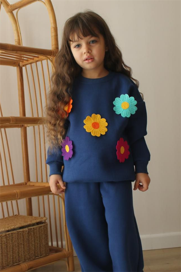 Kız Çocuk Şardonlu Papatyalı Laci Bol paça Takım