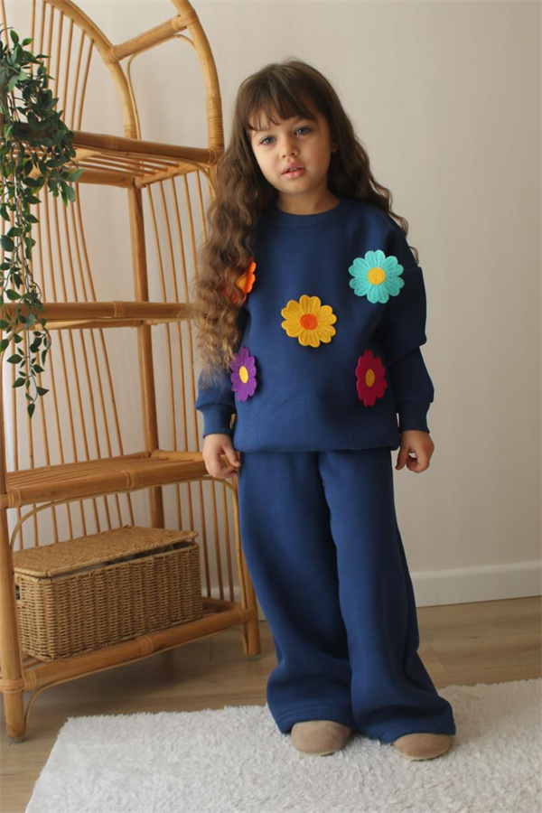 Kız Çocuk Şardonlu Papatyalı Laci Bol paça Takım