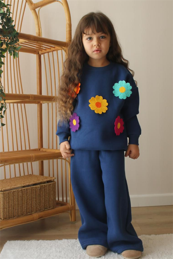 Kız Çocuk Şardonlu Papatyalı Laci Bol paça Takım