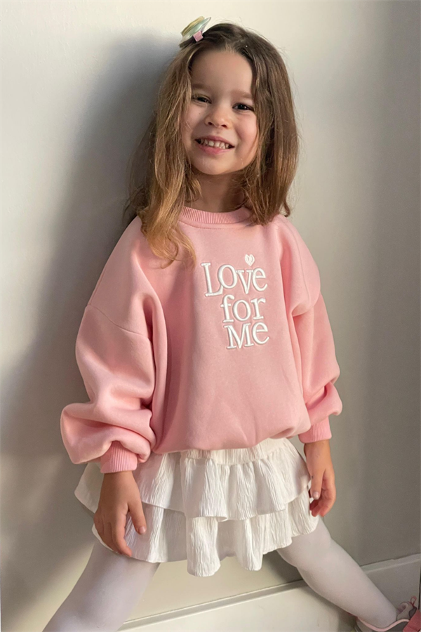 Kız Çocuk Şardonlu Pudra Etekli Takım