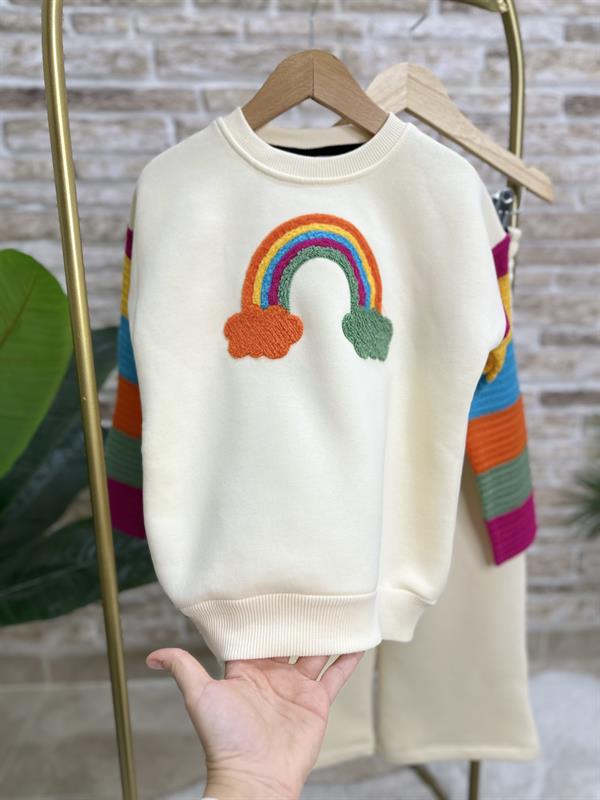 Kız Çocuk Şardonlu Süzene Örmeli Gökkuşağı Takım