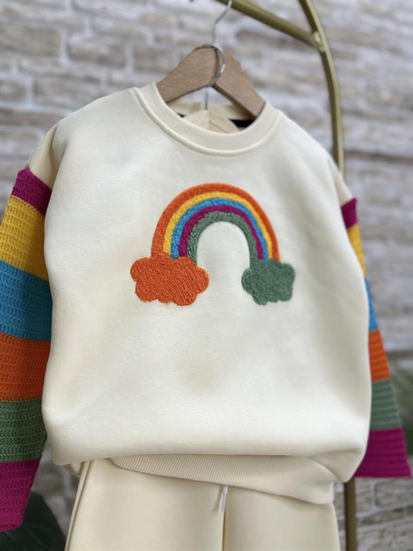 Kız Çocuk Şardonlu Süzene Örmeli Gökkuşağı Takım