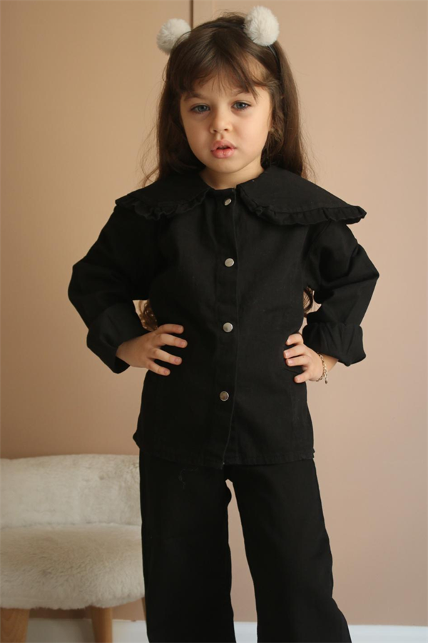 Kız Çocuk Siyah Jean Pantolon Takım