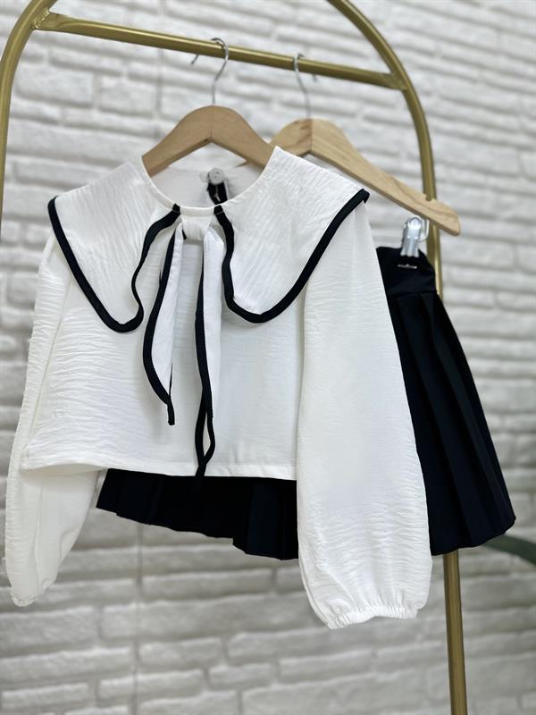 Kız Çocuk Siyah Piliseli Etekli Takım 