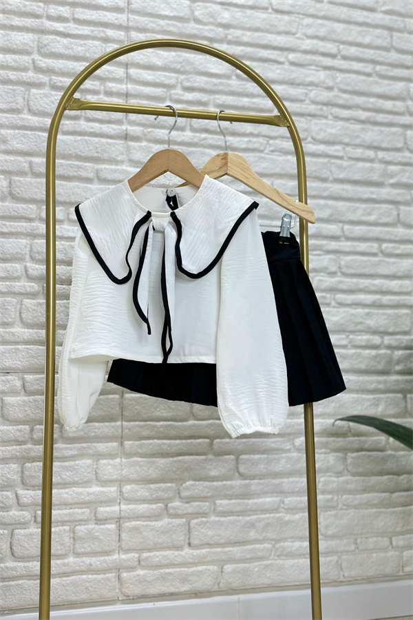 Kız Çocuk Siyah Piliseli Etekli Takım 