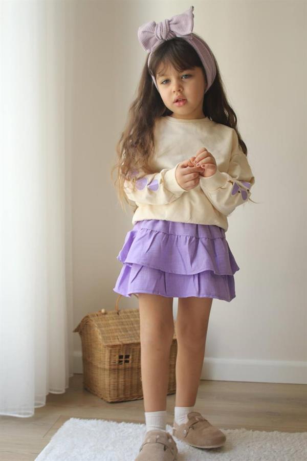 Kız Çocuk Sweat & Etekli Lila Takım