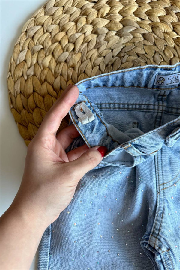 Kız Çocuk Taş Detaylı Jean Pantolon