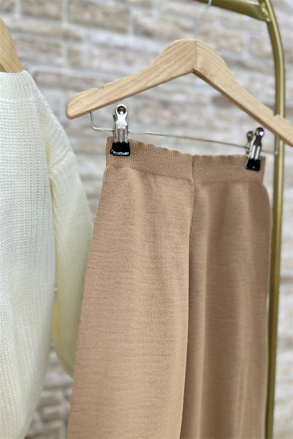 Kız Çocuk Triko Ekru Kahve Gap Takım