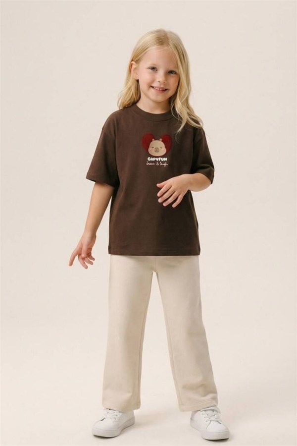 Kız Çocuk Tshirtlü Capypara İkili Takım