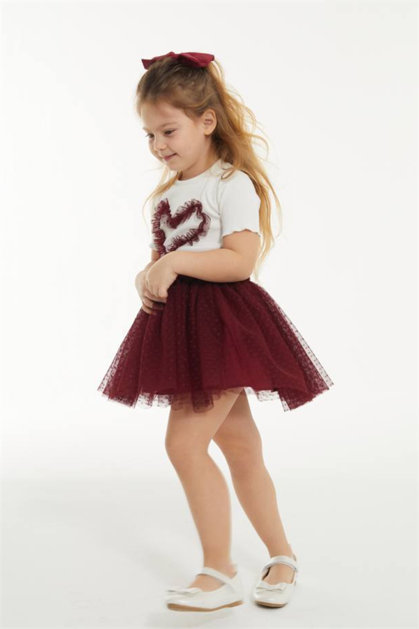 Kız Çocuk Tütü Detaylı Etek & Tshirt Takım